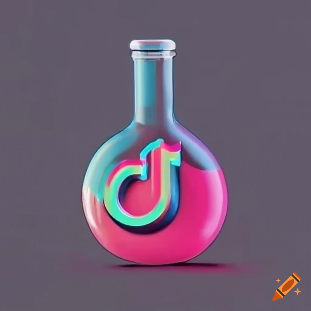 Abstract art of tiktok logo dissolving in a flask on Craiyon