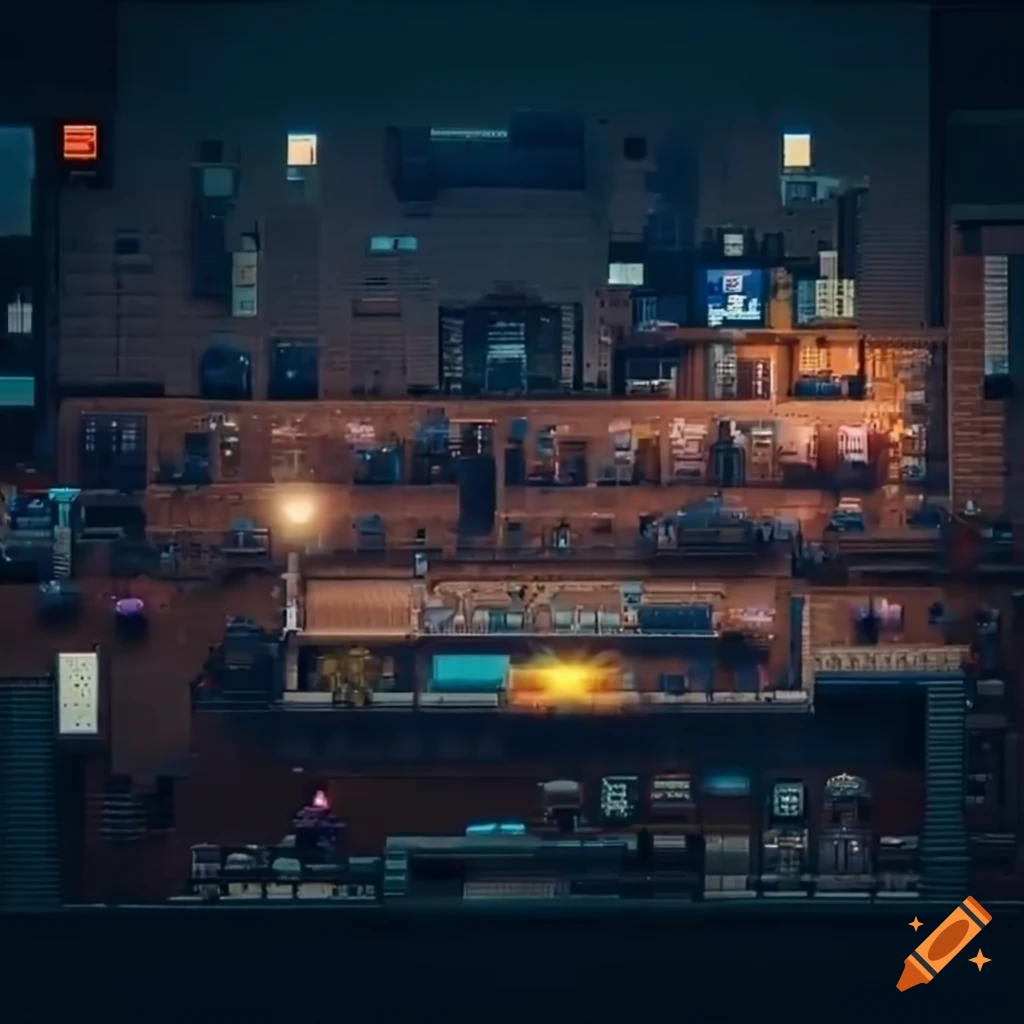 pixel art of a stunning video game scene