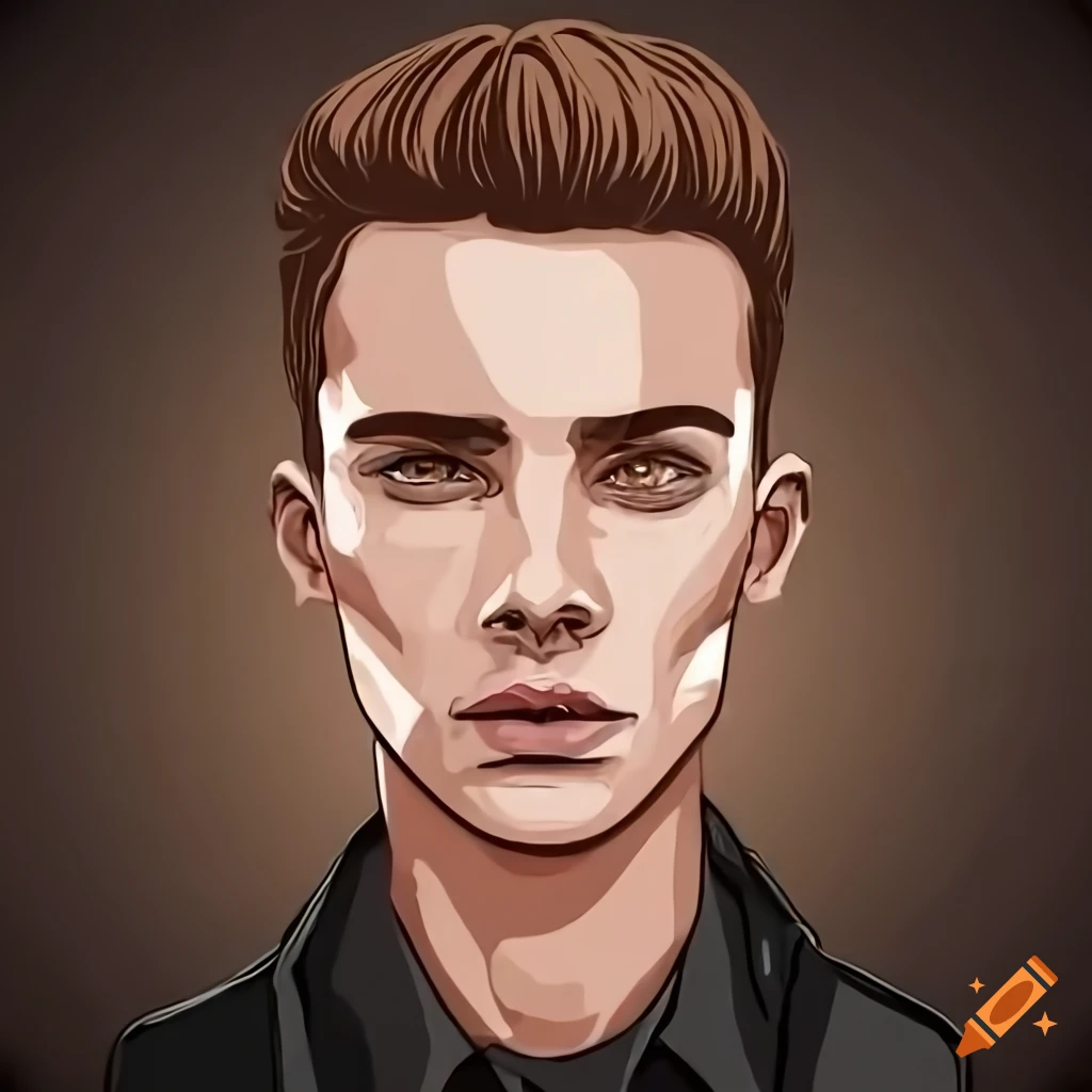 muscular young man with scar on face and pistol pendant necklace