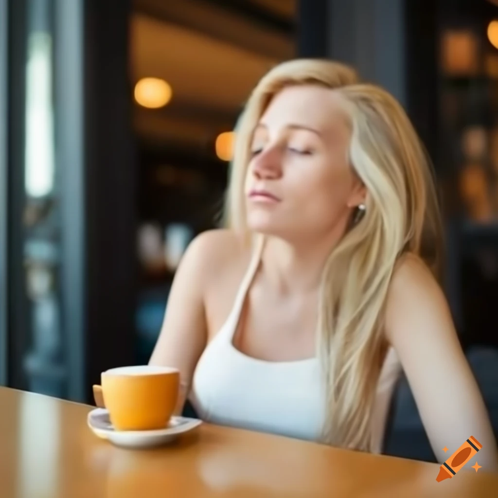 Blond Woman Enjoying A Cup Of Coffee At Starbucks starbucks-t-rkiye-on-twitter-detayl-bilgiye-http-starbucks-tr