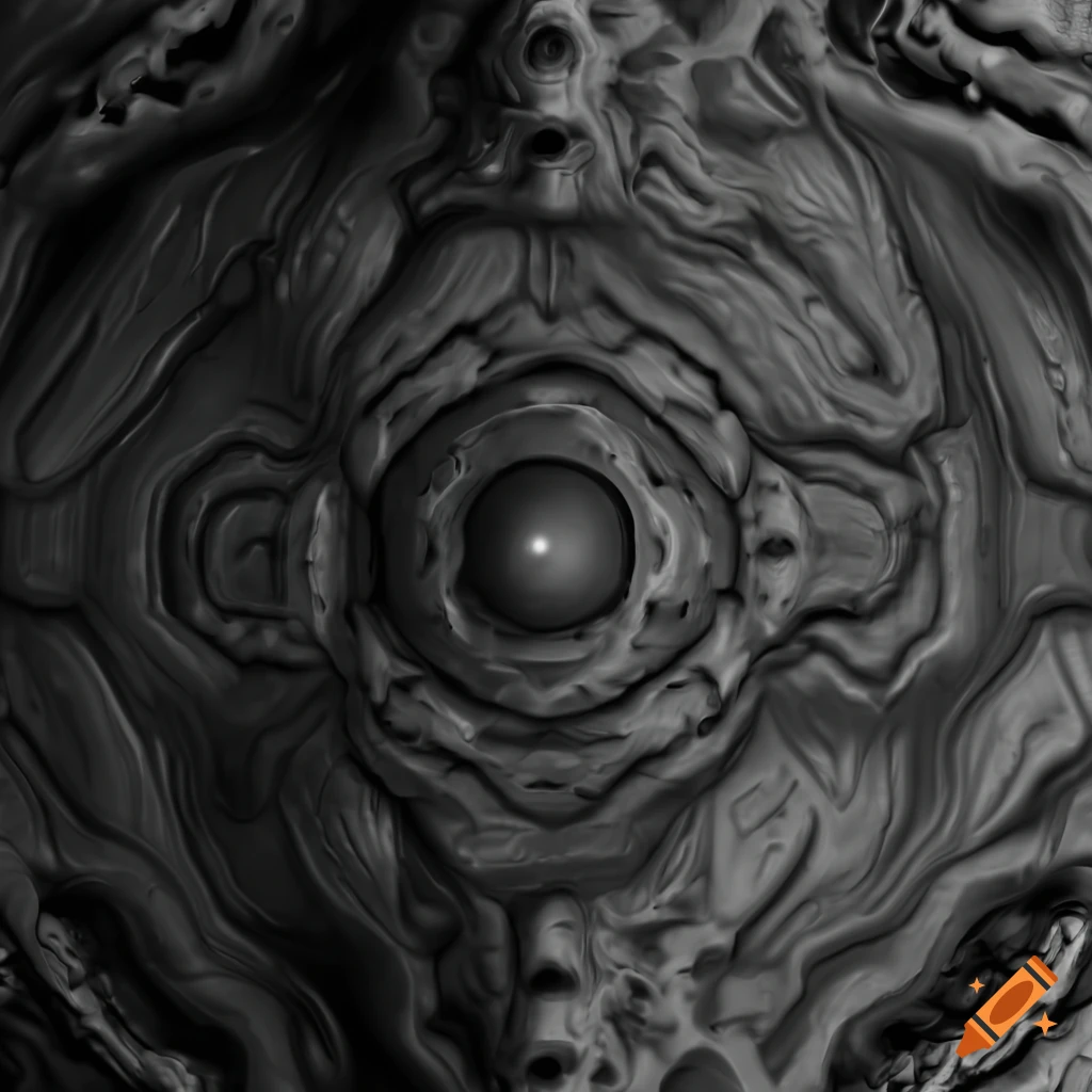 seamless grayscale texture with biomechanical hardsurface details