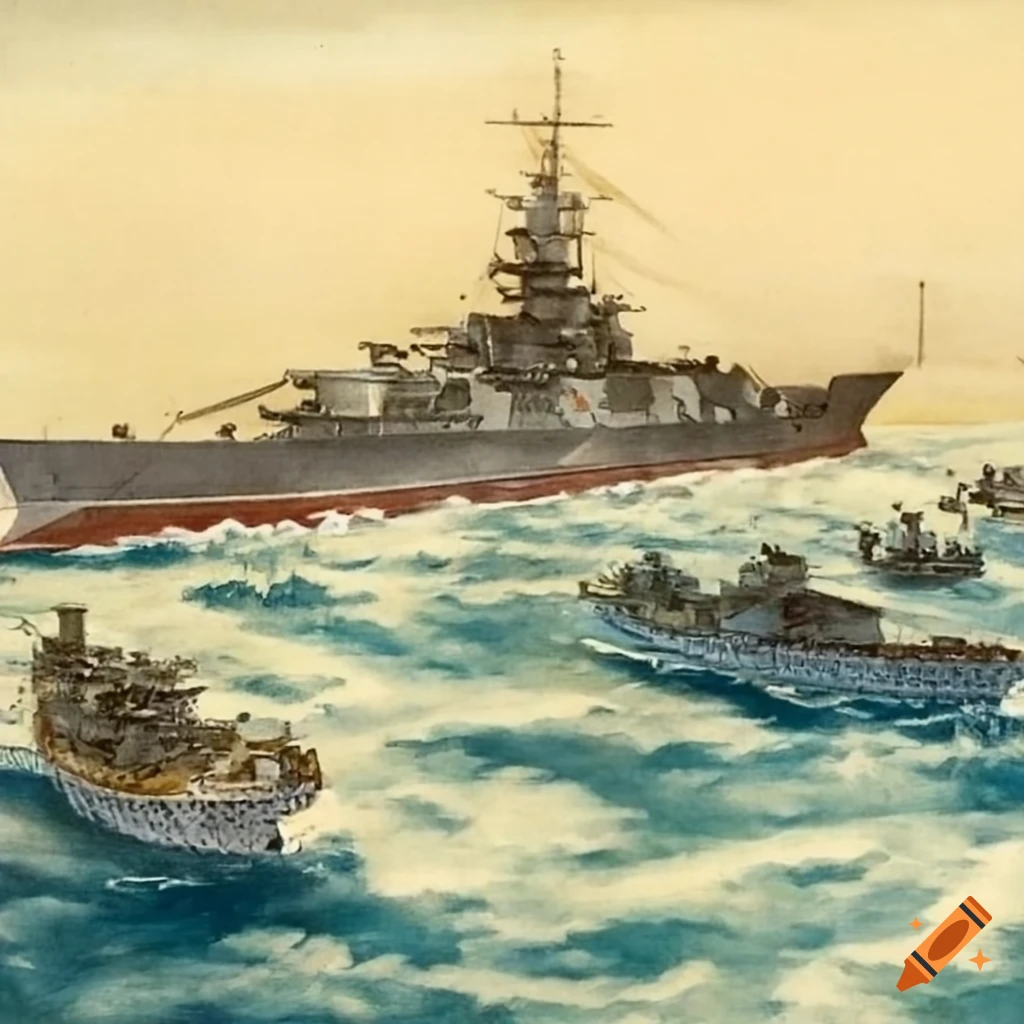 Illustration of japanese war machines during world war ii on Craiyon