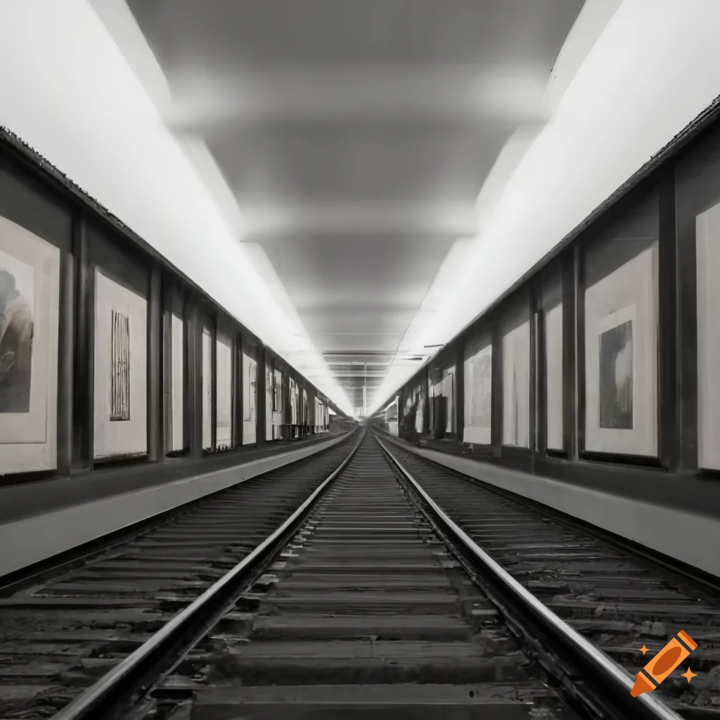 a railway track inside an art gallery