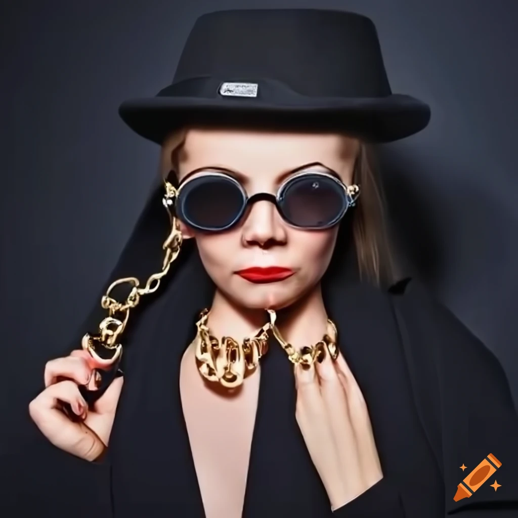 animated illustration of a stylish swedish woman with gucci glasses and gold chain