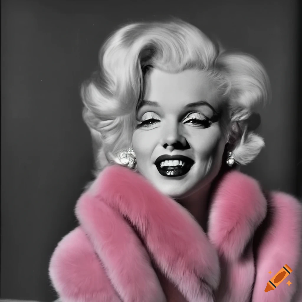 Marilyn monroe in a pink fur coat