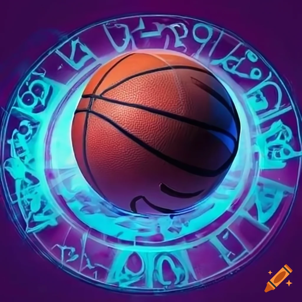 Halloweenthemed basketball with zodiac signs and symbols on Craiyon