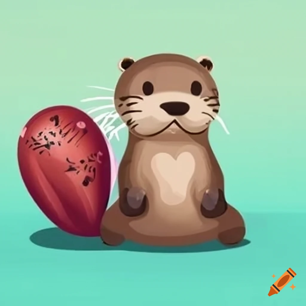 otters playing with a water balloon