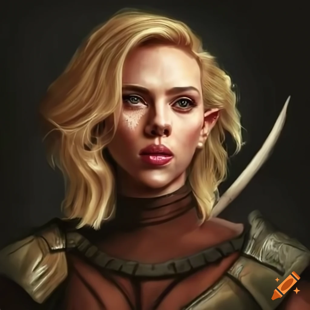 Image of scarlett johansson as a blonde elf ranger