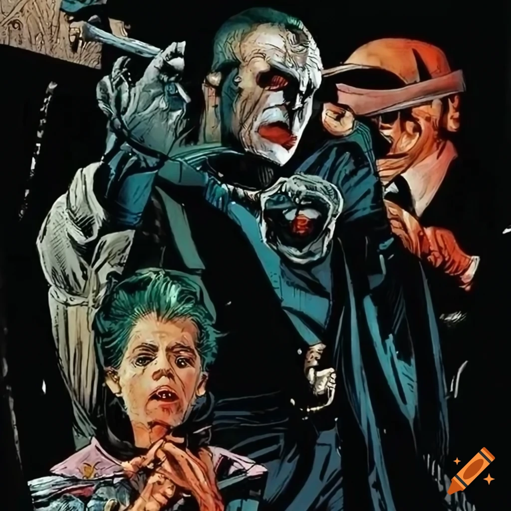 Norman rockwell's depiction of a full metal batman villain on Craiyon