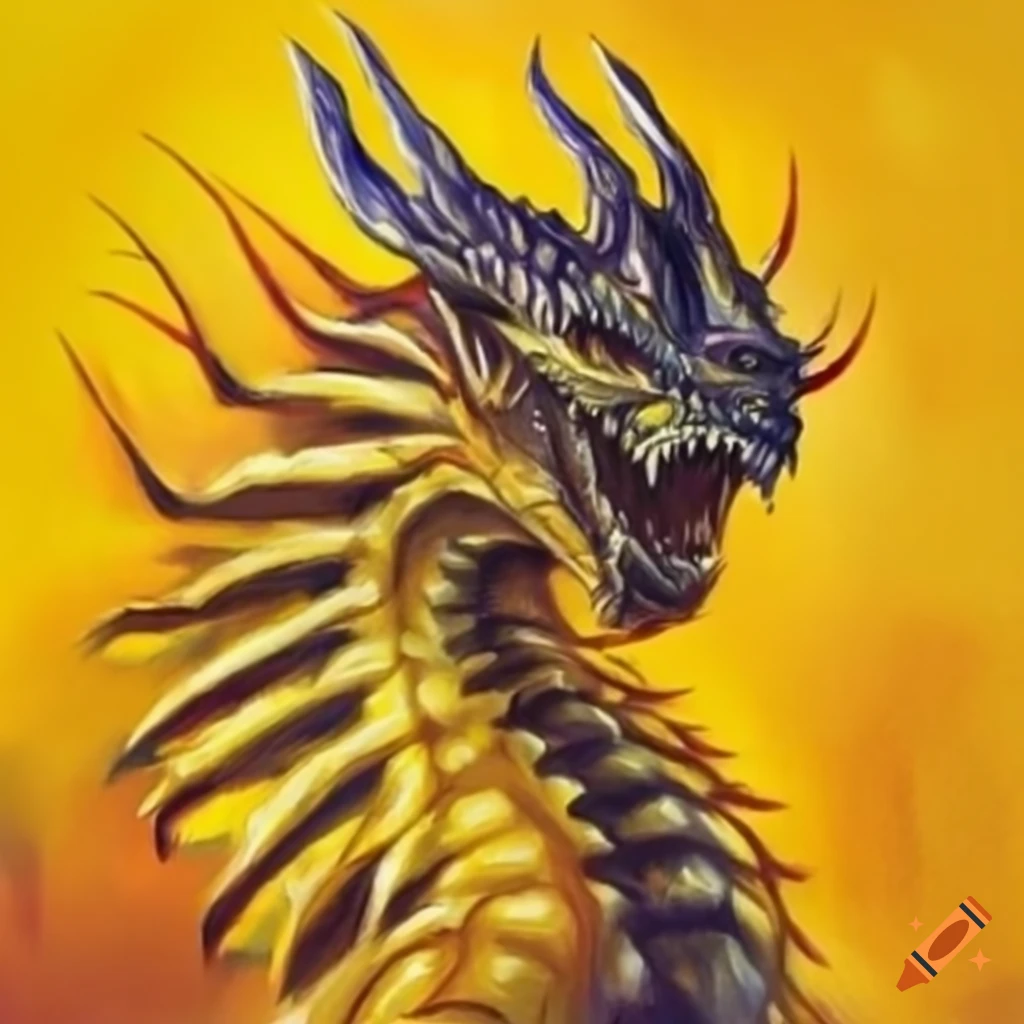 Detailed pencil sketch of a yellow dragon on Craiyon