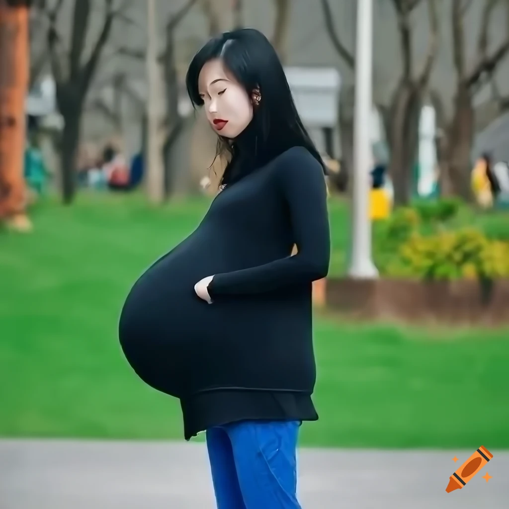 photograph of a pregnant Taiwanese girl on campus