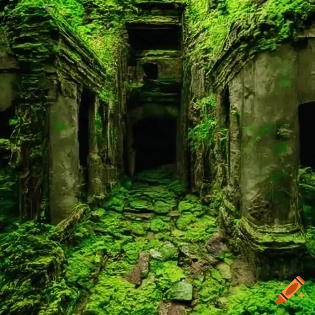 Image of ancient alien temple ruins in a jungle on Craiyon