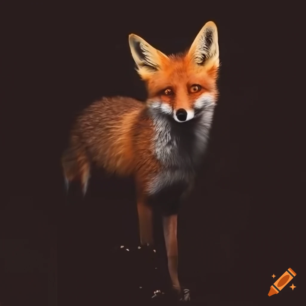 fox standing in a lit alley at night