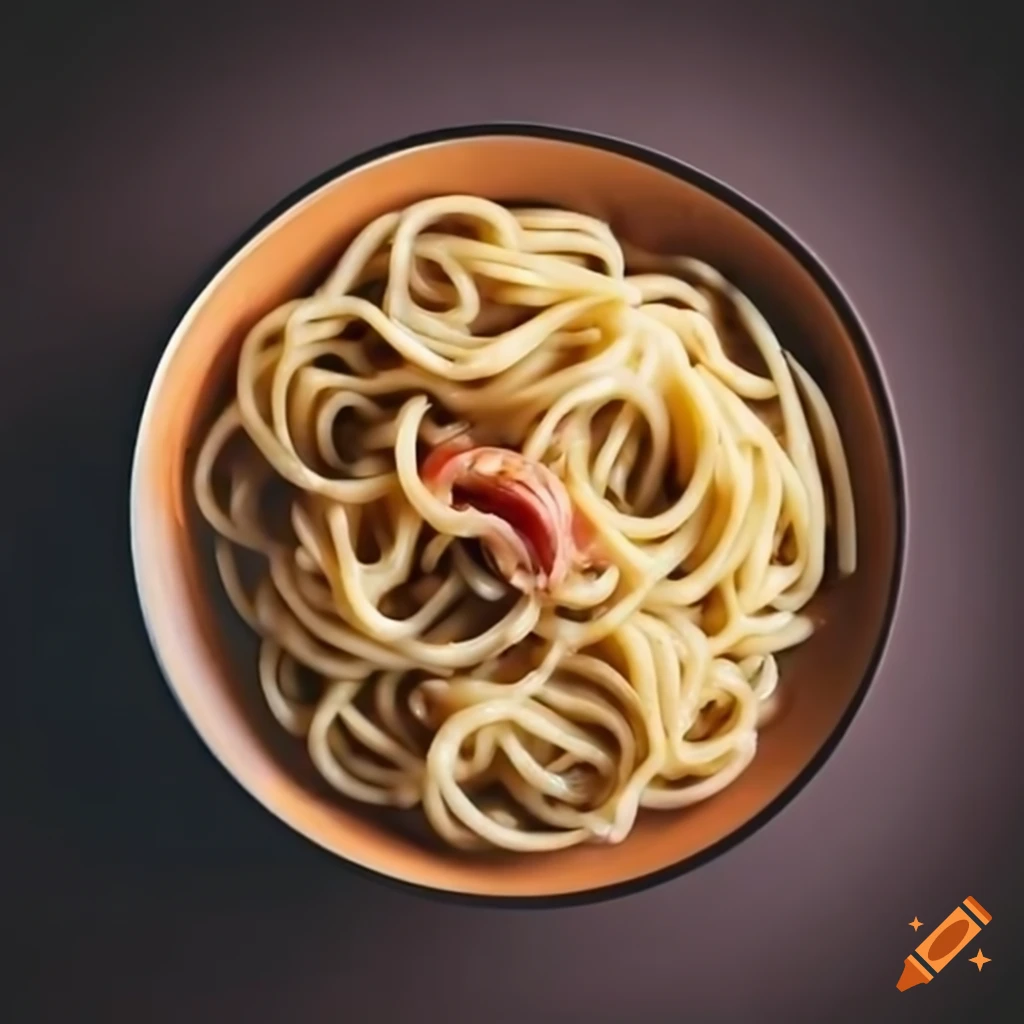 ring-shaped noodles with white sauce