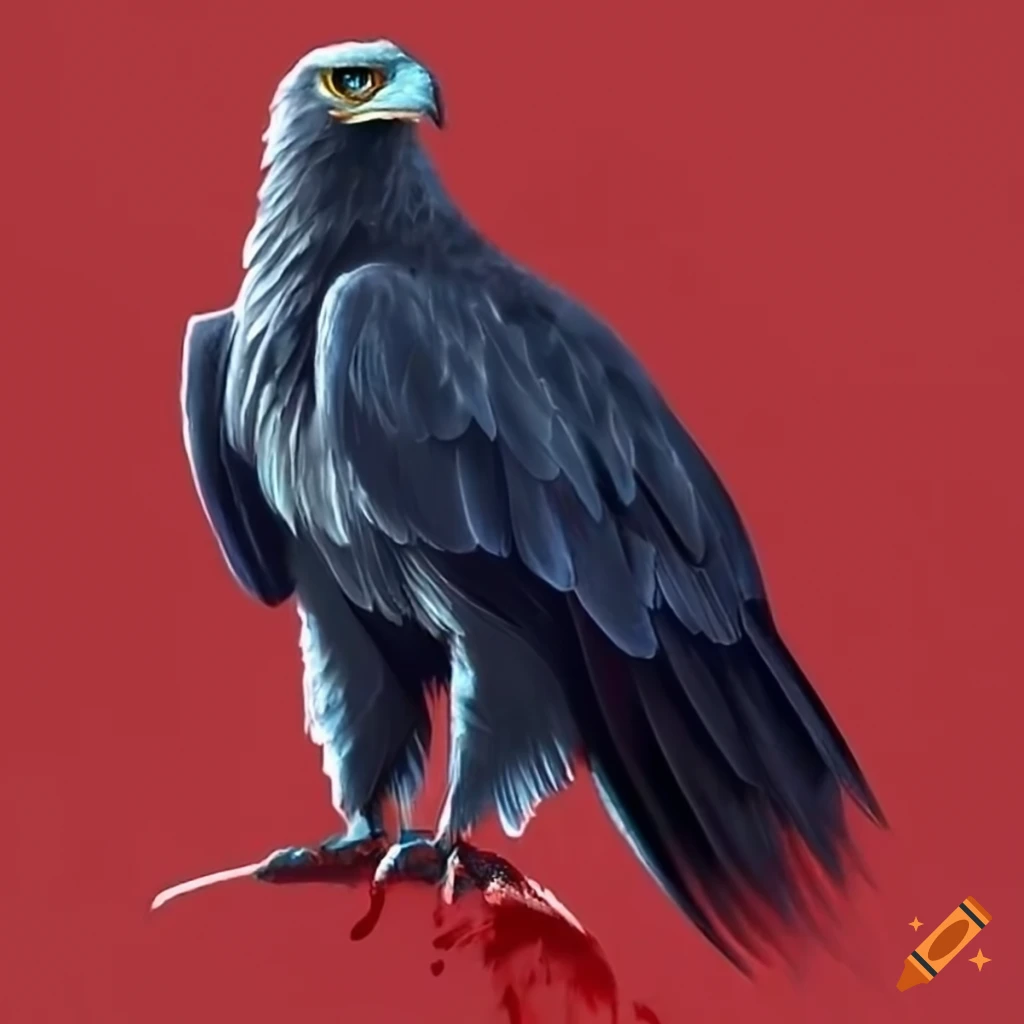 black-eagle-on-red-background-painting-on-craiyon