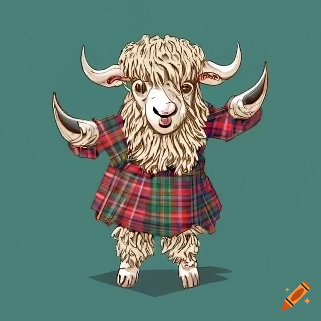 Drawing of a highland sheep standing on back legs on Craiyon