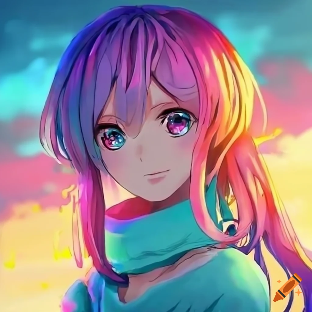 HD wallpaper: anime girls, colorful, Rainbow hair, glasses | Wallpaper Flare