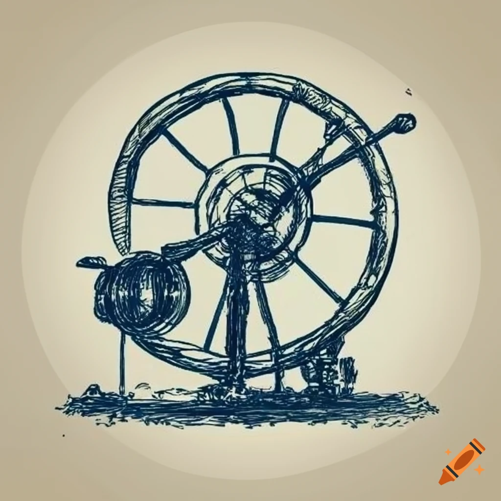 Spinning Wheel | Antique Design Illustrations Stock Illustration -  Illustration of white, line: 200096640