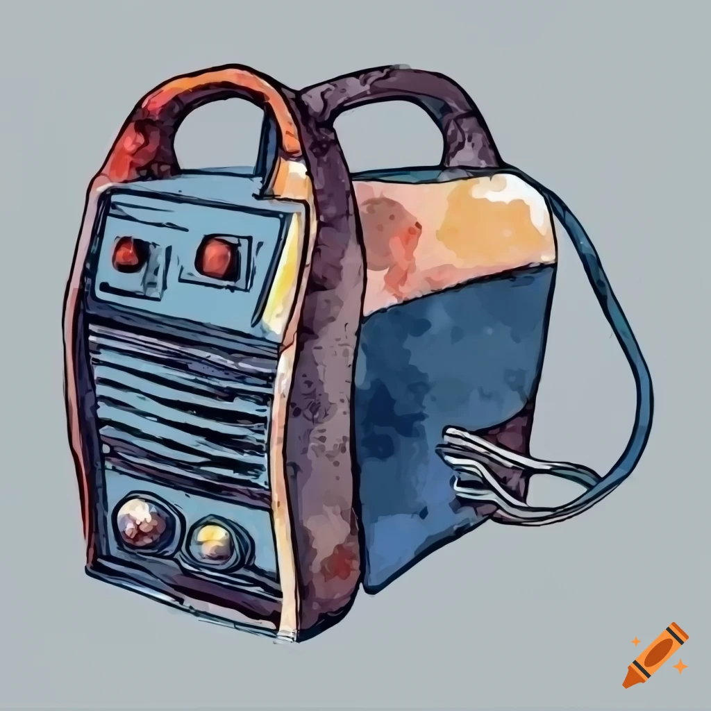 Watercolor hand drawn illustration of a welding machine