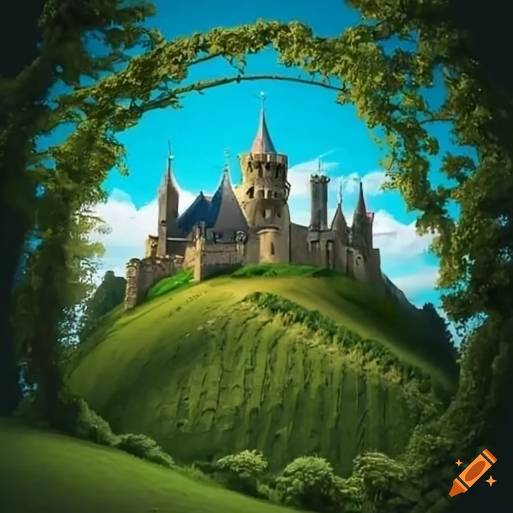Castle on a hill with vines on Craiyon