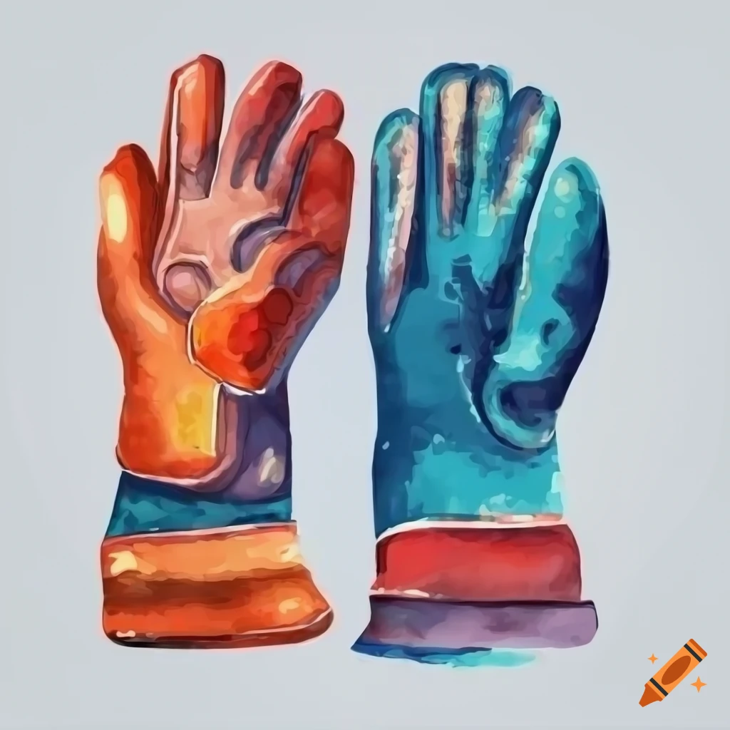 watercolor illustration of welding gloves