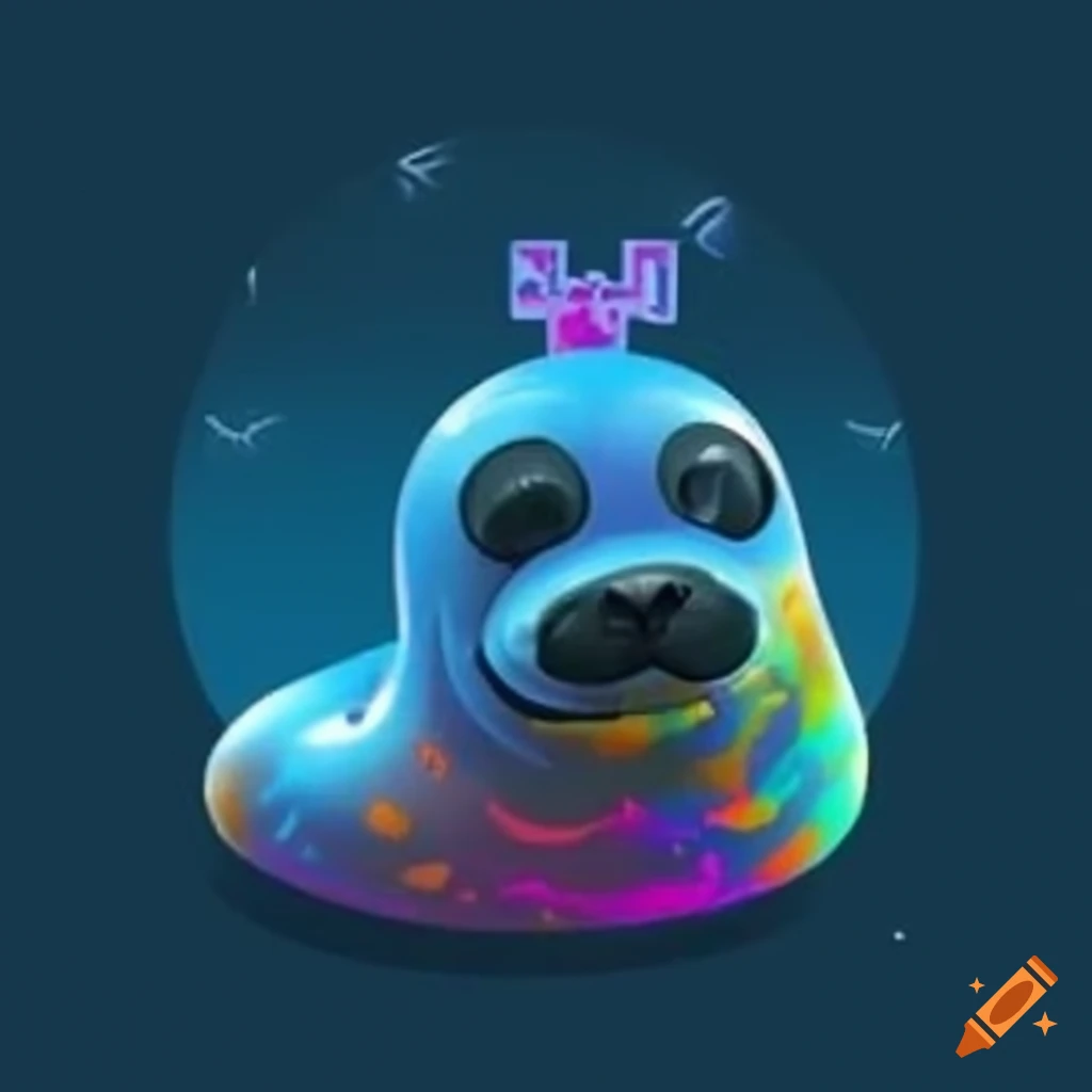 neo-noir style illustration of a cute seal