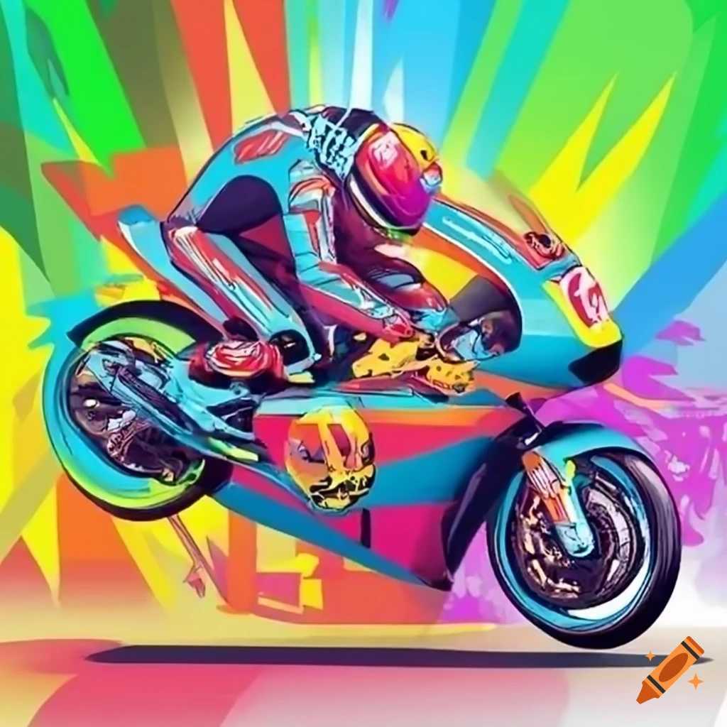 Illustration of motorcycles racing in motogp on Craiyon