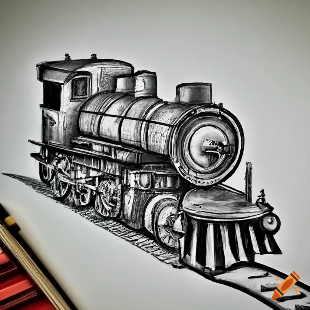 old steam trains pencil drawings | Train drawing, Train art, Train sketch