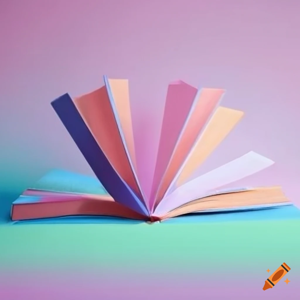 Artistic photography of pastel colored books on craiyon