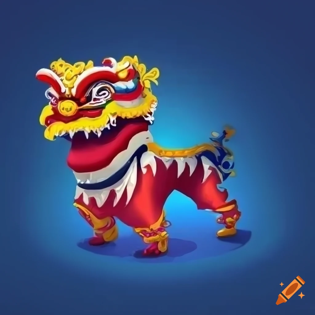 2d Isometric Game Art Of A Colorful Chinese Lion Dance On Craiyon