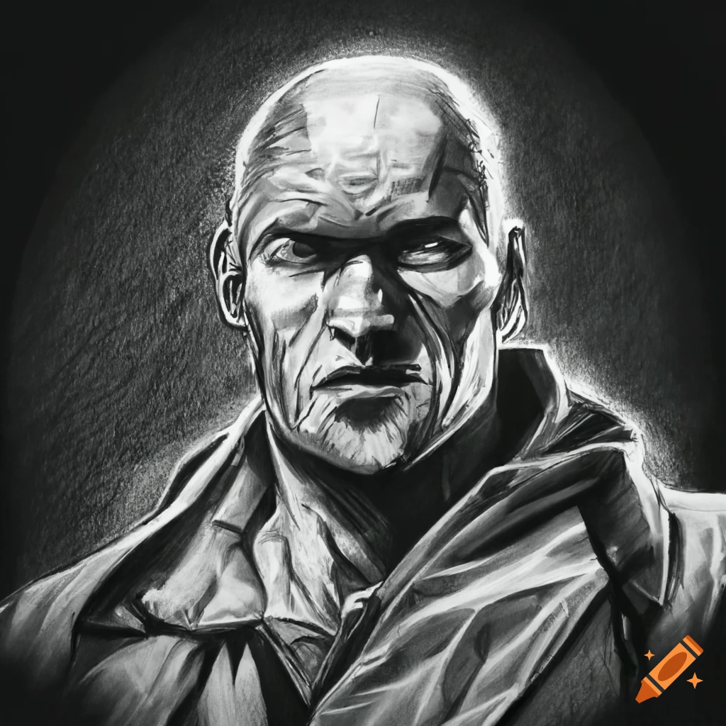 pencil sketch of a GI Joe character