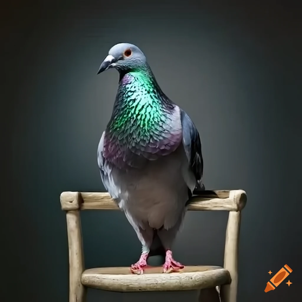 Pigeon sitting on a chair on Craiyon