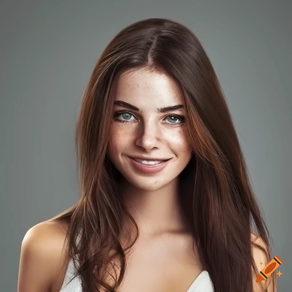 portrait of a beautiful woman with freckles and dark brown hair