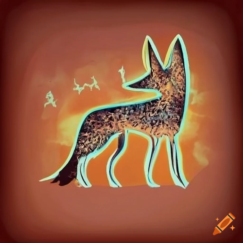 cave art depiction of a jackal in the desert sky