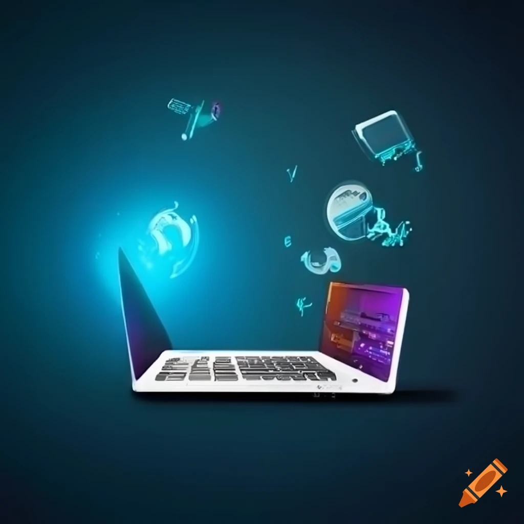 Junior developer working on a laptop on Craiyon