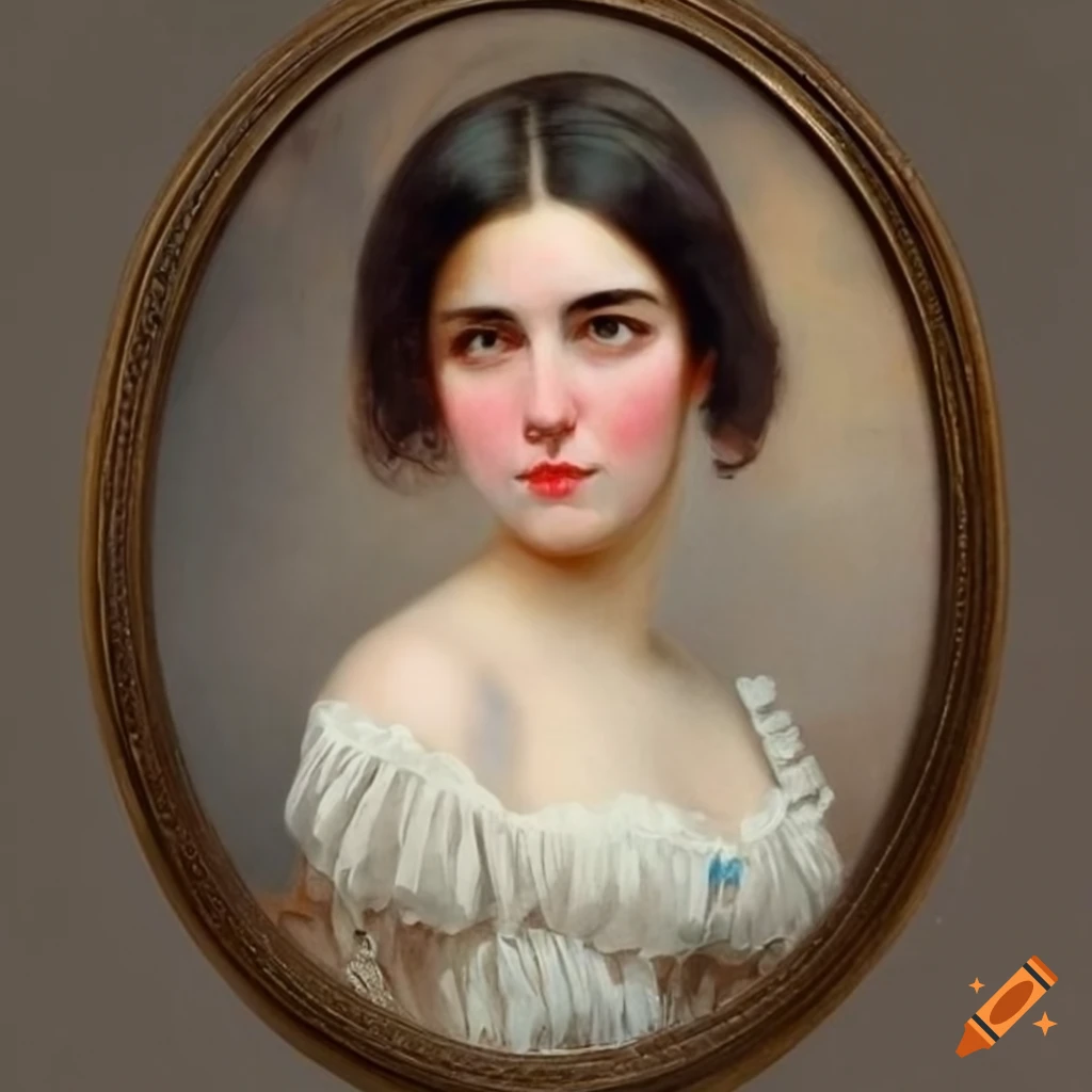 portrait of a beautiful brunette woman in 1880s style