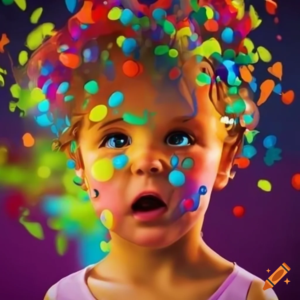 enfant souriant entouré de ballons