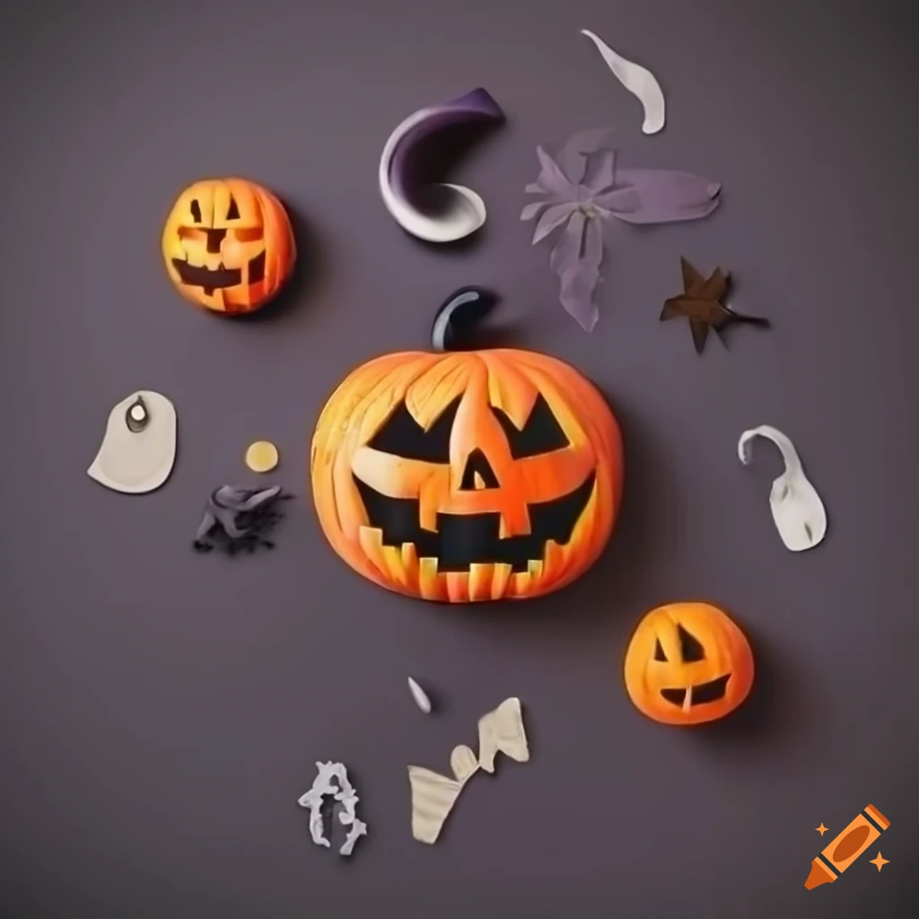 halloween flat lay table decor