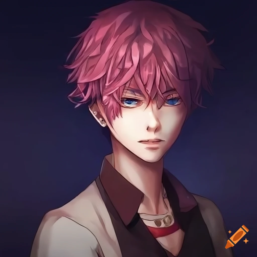 Detailed anime male portrait with background