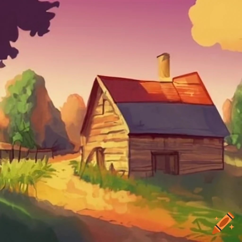 medieval artwork of a farmhouse