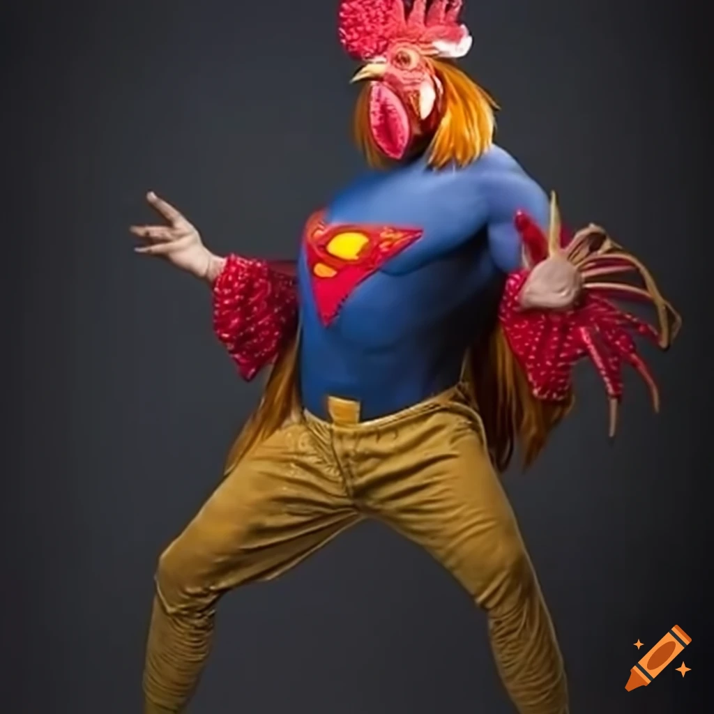 Illustration of a superhero rooster on Craiyon