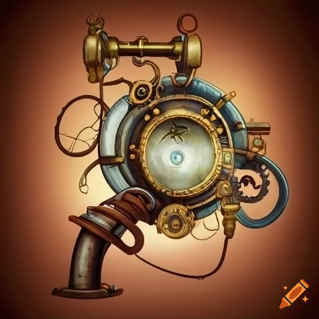 steampunk illustration of a mechanical gadget