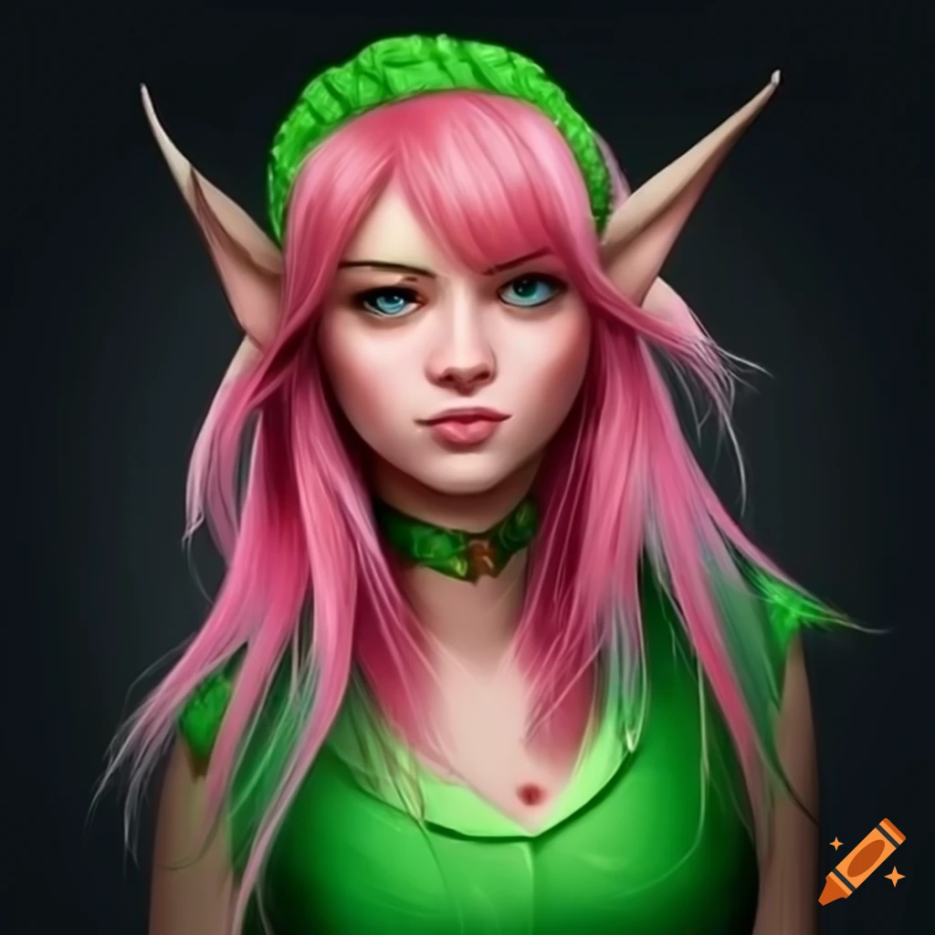 art of an elf girl with colorful hair