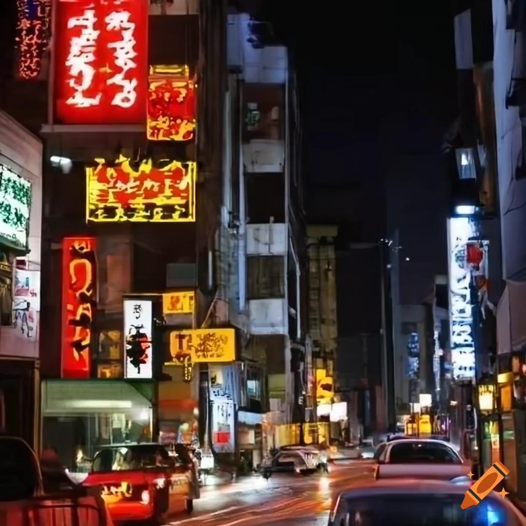 Neon signs illuminating the streets of seoul at night