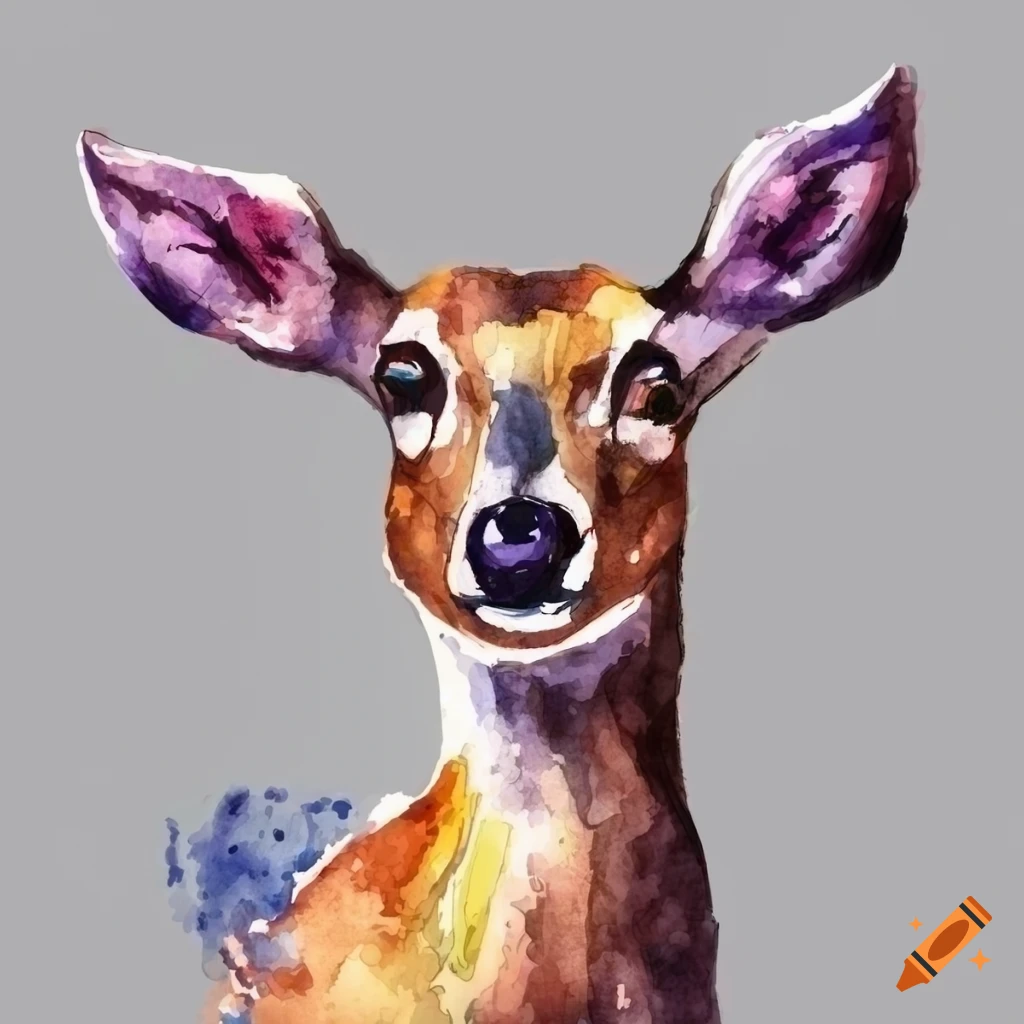 watercolor illustration of a doe on white background