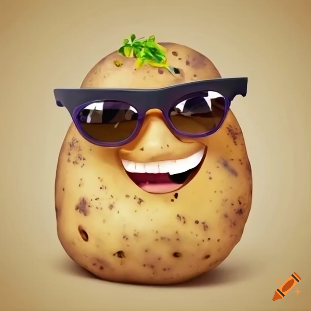 smiling potato with sunglasses