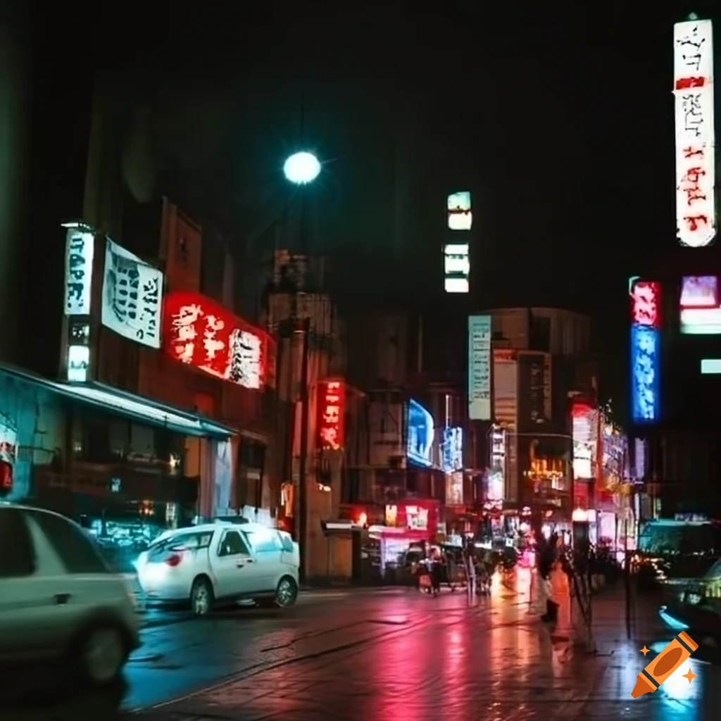 Neon signs illuminating the streets of seoul at night on Craiyon