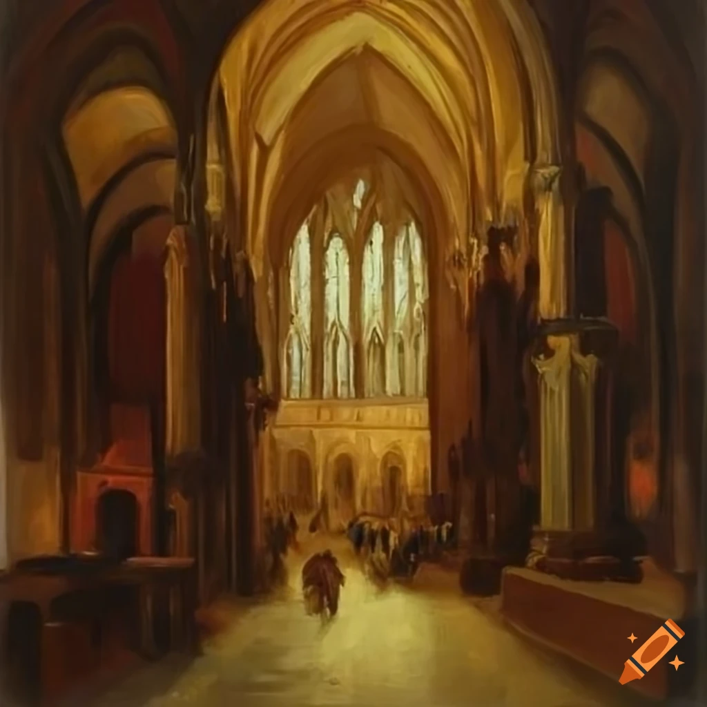 Oil painting of a cathedral on Craiyon