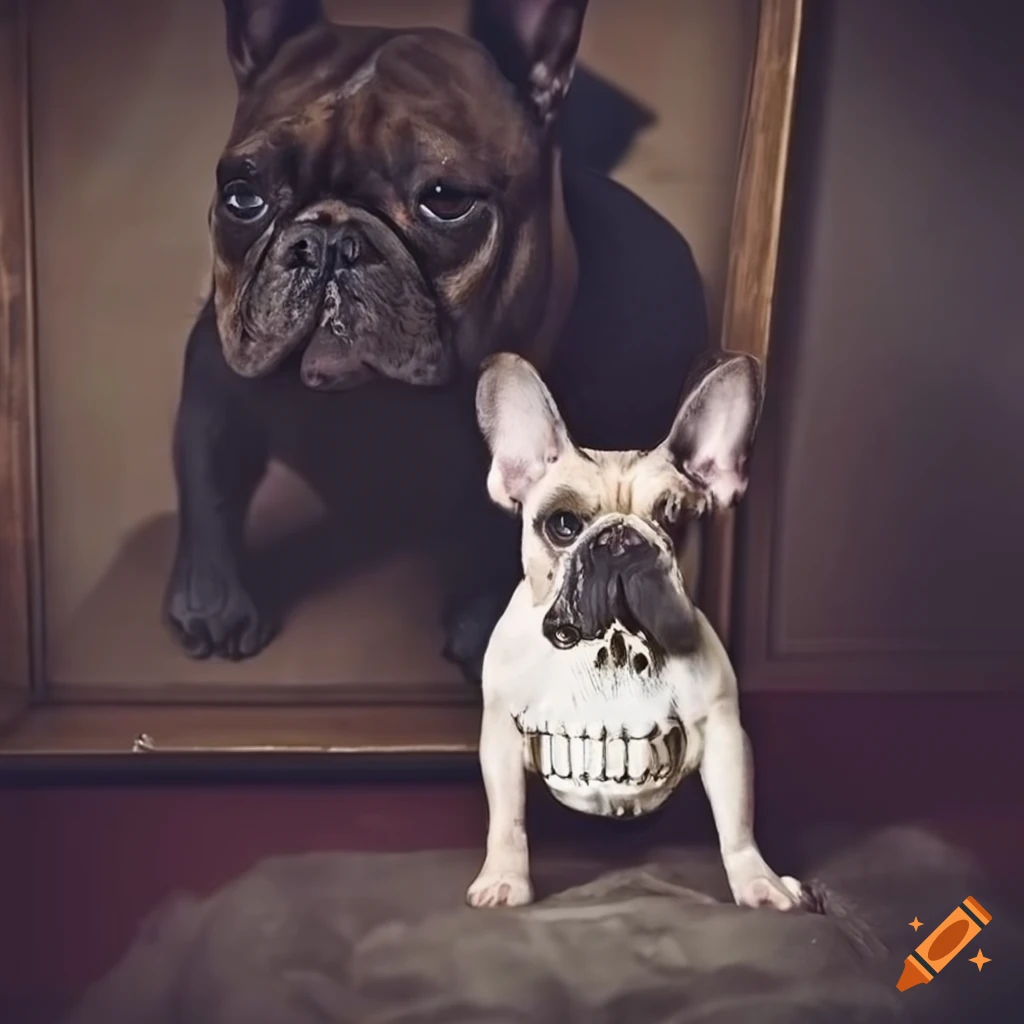 French bulldog with a skull design on Craiyon