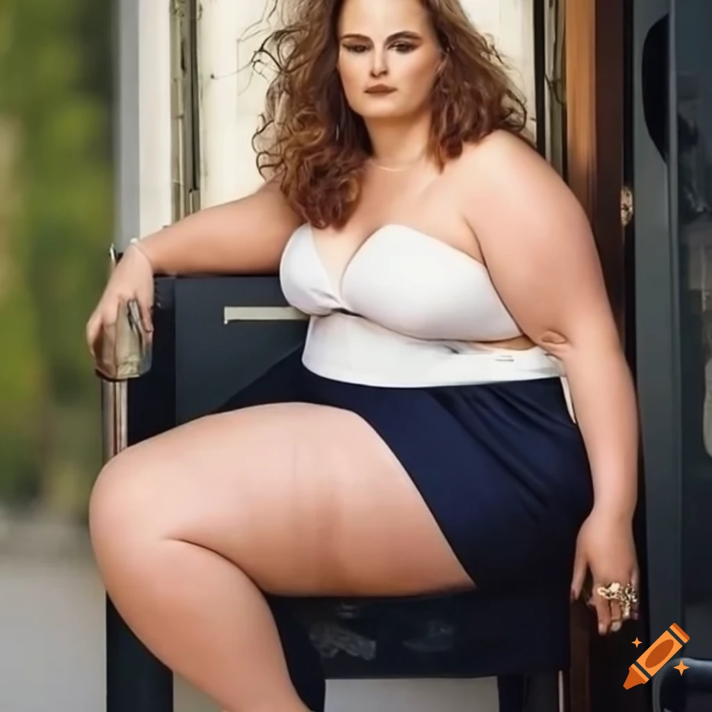 Confident plus-size model in trendy casual outfit on Craiyon